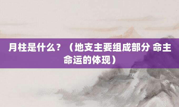 月柱是什么？（地支主要组成部分 命主命运的体现）